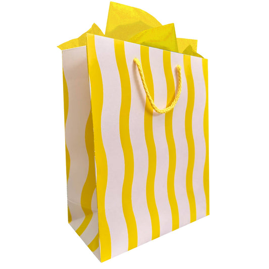 Yellow Fussy Stripe Gift Bag