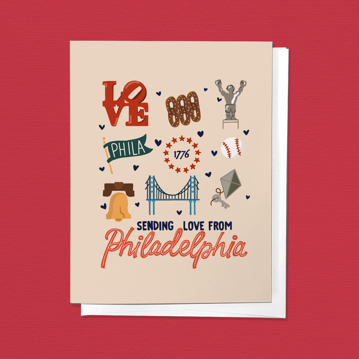 Sending Love from Philadelphia Pennsylvania, Greeting Card