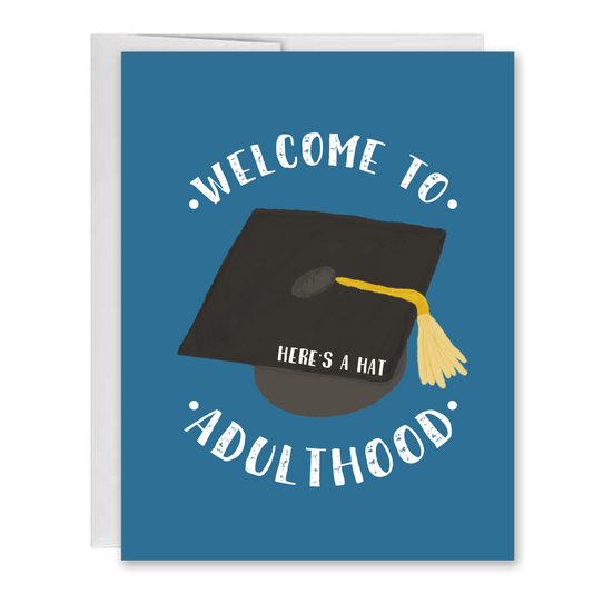 Welcome to Adulthood Graduation Cap Congratulations Card